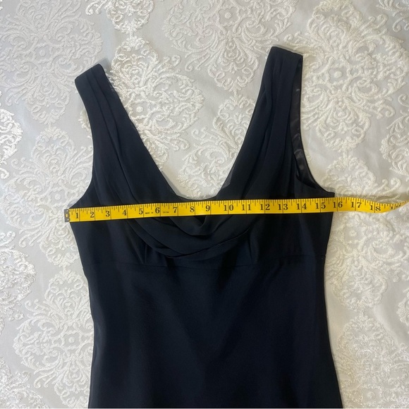 WHBM Silk Asymmetrical Hem Drape Neck Black Dress Size 6 - Picture 6 of 7